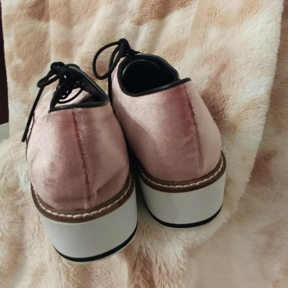 Shelly London Pink Velvet Fountain Platform Oxford - Picture 5 of 6